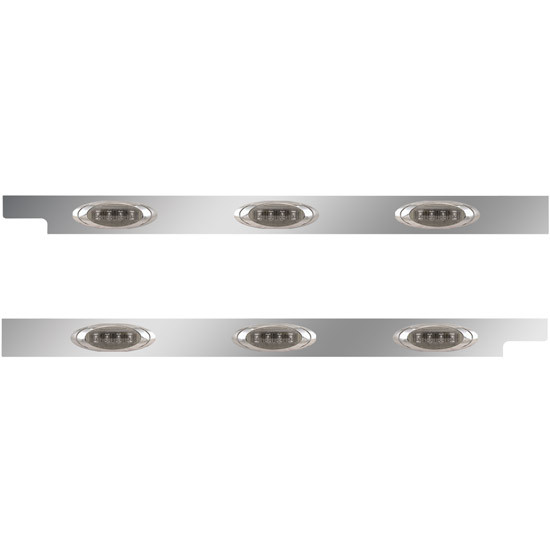 2.5 Inch Stainless Steel Cab Panel W/ 3 P1 Amber/Smoked LED Lights For Peterbilt 567, 579 - Pair