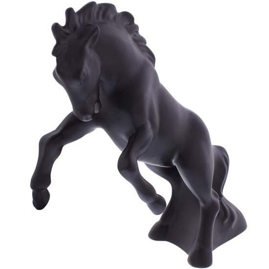 Fighting Stallion Hood Ornament Matte Black Die Cast