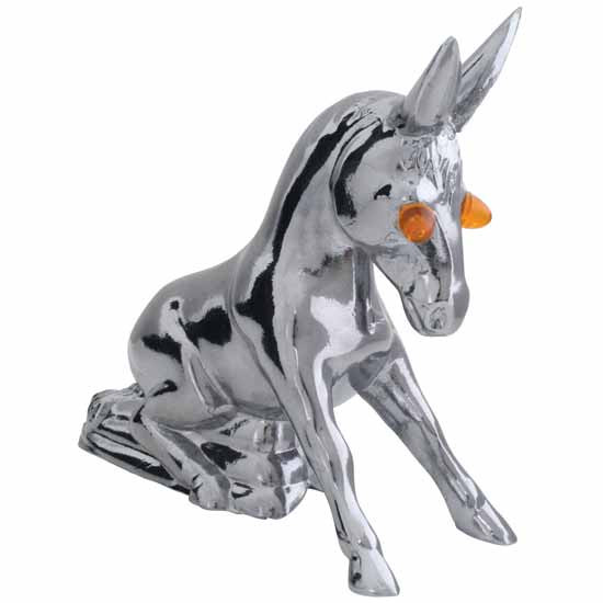 Donkey Hood Ornament Chrome W/ Amber Eyes