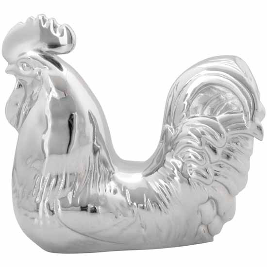 Sitting Rooster Hood Ornament Chrome