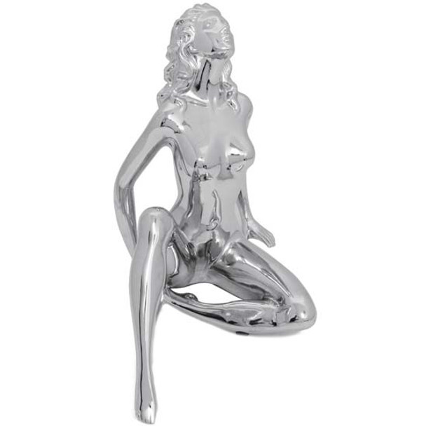 Posing Lady Hood Ornament Chrome- W/O Base