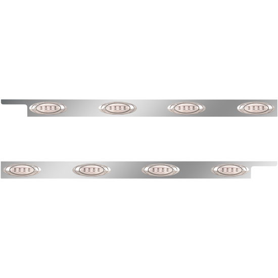2. 5 Inch Stainless Steel Cab Panel W/ 4 P1 Amber/Clear LED Lights For Peterbilt 567, 579 - Pair