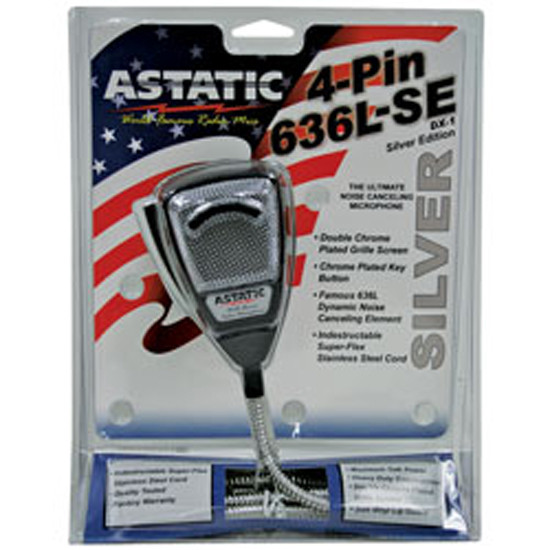 Astatic 636LSE Noise-Canceling 4 Pin CB Microphone Silver Edition