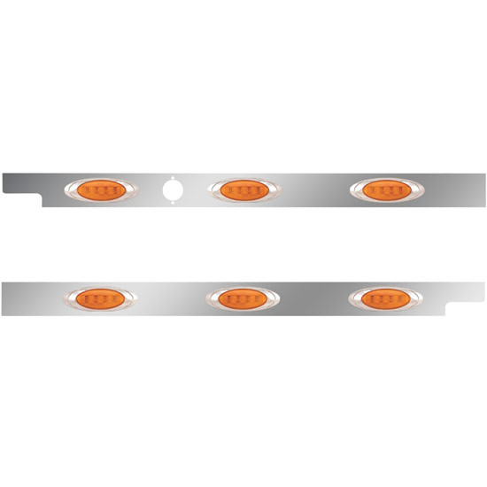 2. 5 Inch Stainless Steel Cab Panel W/ 3 P1 Amber/Amber LED Lights For Peterbilt 579 123BBC - Pair