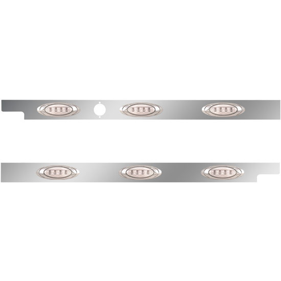 2. 5 Inch Stainless Steel Cab Panel W/ 3 P1 Amber/Clear LED Lights For Peterbilt 579 123BBC - Pair