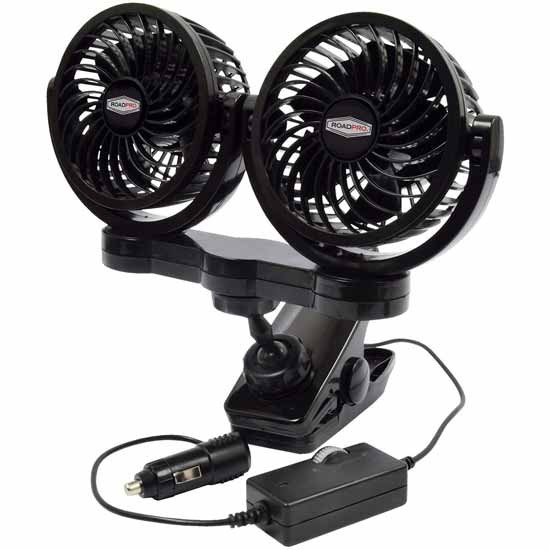 RoadPro 12-Volt Clip Mount Dual Fan