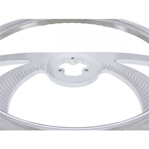 18 Inch Chrome-Plated Aluminum 4 Spoke Scorpion Style Wood Steering Wheel