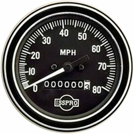 Isspro 3.375 Inch Mechanical Speedometer With Chrome Bezel - 80 MPH