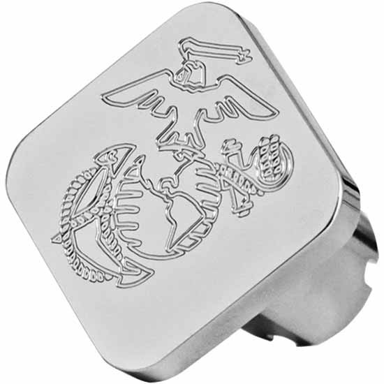 Chrome-Plated Aluminum Square Knob With Marine Corps Logo Engraved