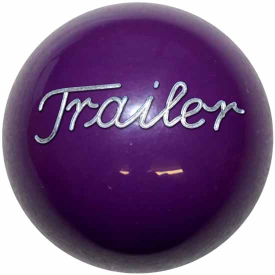 2.125 Inch Solid Purple Engraved Trailer Brake Knob For Threaded Dash Air Brake Valve