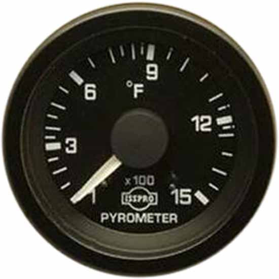 2-1/16 Inch Pyrometer 100-1500F W/ Amp Box, Black Bezel, Black Face, White Pointer, White Back Light