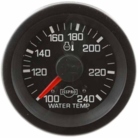 Isspro 2-1/16 Inch Electric Water Temperature Gauge 100-240F W/ Black Bezel, Black Face, Red Pointer, White Back Light
