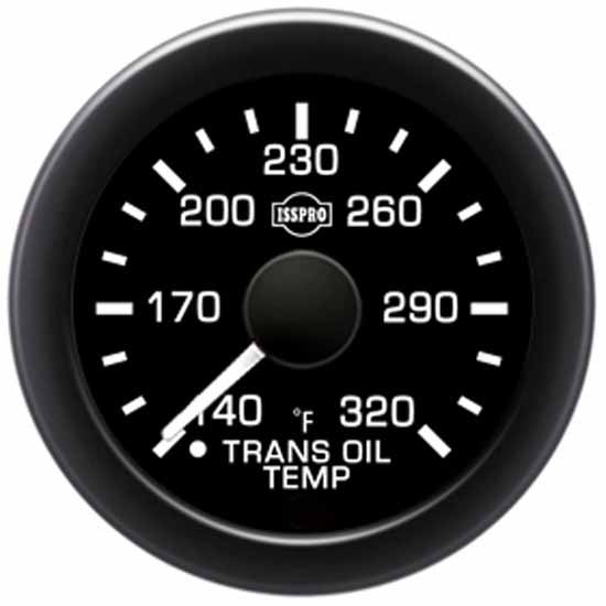 Isspro 2-1/16 Inch Transmission Oil Temperature Gauge Kit 140-320F W/ Black Bezel, Black Face, White Pointer, Back Light
