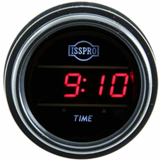 Isspro 2-1/16 Inch Digital Clock W/ Black Bezel, Red Display
