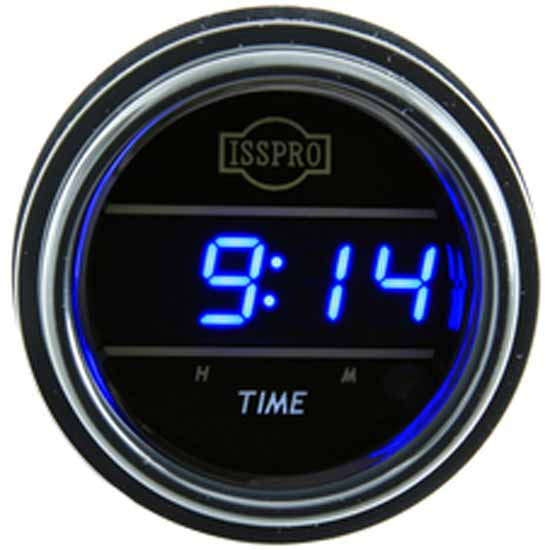 Isspro 2-1/16 Inch Digital Clock W/ Black Bezel, Blue Display