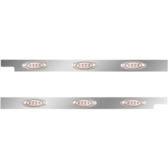 4 Inch Stainless Steel Cab Panel W/ 3 P1 Amber/Clear LED Lights For Peterbilt 567, 579 - Pair