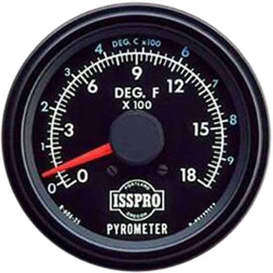 Isspro 3 Inch Pyrometer Kit 0-1800F W/ Black Bezel, Black Face, Red Pointer, 6 Ft. Wiring