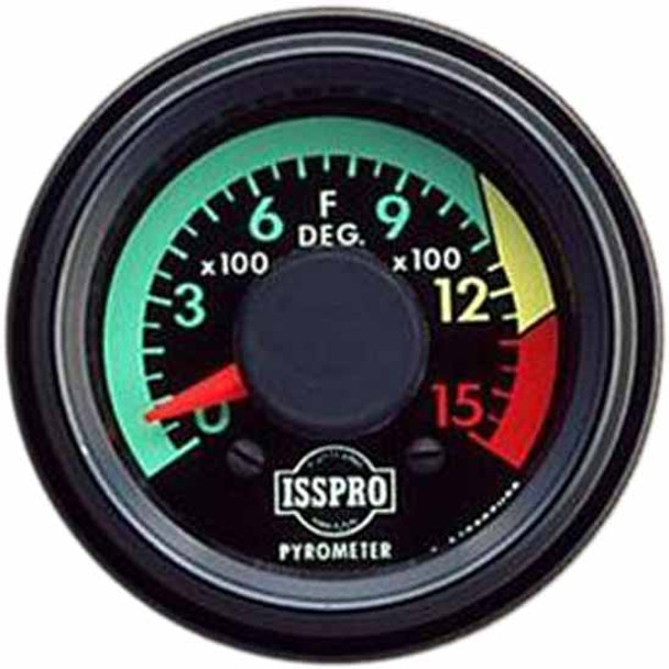 Isspro 2-1/16 Inch Pyrometer Kit 0-1500F W/ Pre Turbo, Black Bezel/Face, Color-Coded Dial, Red Pointer, 6 Ft. Wiring