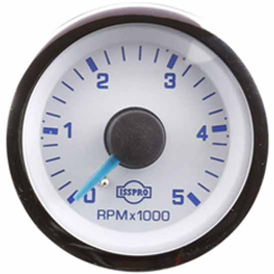 Isspro 2-1/16 Inch Diesel Tachometer Gauge 0-5K W/ White Face, Blue Pointer, Chrome Bezel