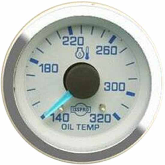 Isspro 2-1/16 Inch Electric Oil Temperature Gauge Kit 140-320F W/ White Face, Blue Pointer, Chrome Bezel