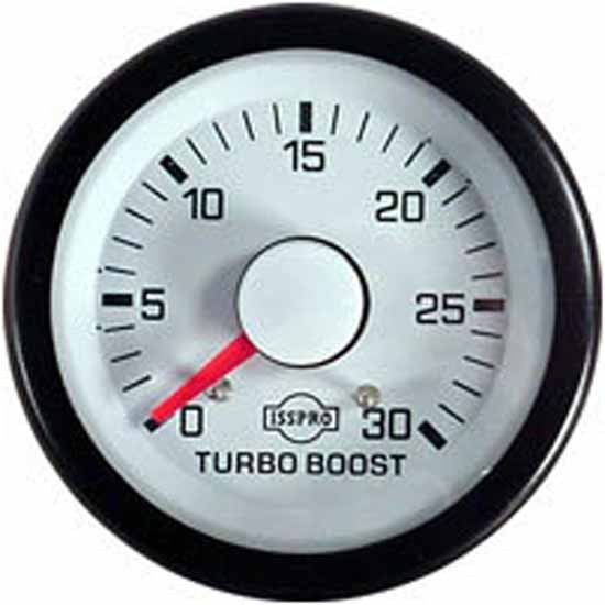 Isspro 2-1/16 Inch Mechanical Boost Gauge 0-30 PSI W/ White Face, Red Pointer, Black Bezel