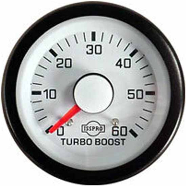 Isspro 2-1/16 Inch Mechanical Boost Gauge 0-60 PSI W/ White Face, Red Pointer, Black Bezel