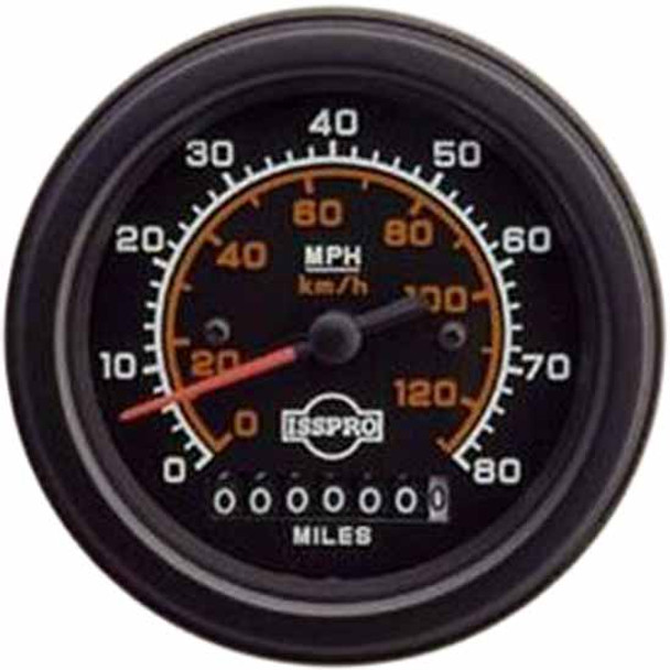 3-3/8 Inch Programmable Electric Speedometer 0-80 MPH W/ Odometer, Black Face, Red Pointer, Black Bezel, By Isspro 3-3/8 Inch Programmable Electric Speedometer 0-80 MPH W/ Odometer, Black Face, Red Pointer, Black Bezel, By Isspro