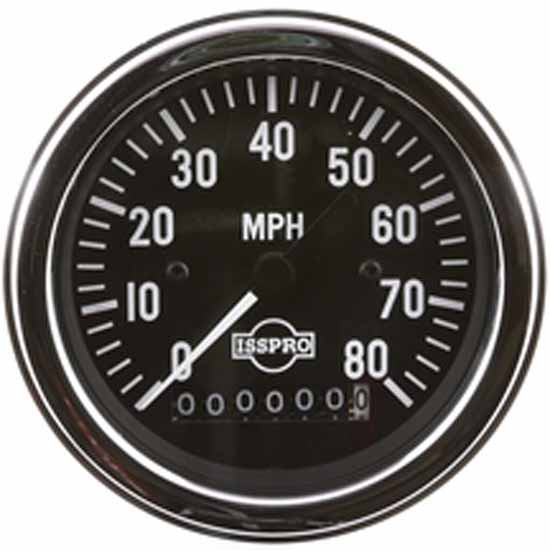Isspro 3.375 Inch Electric Speedometer 0-80 MPH W/ Resettable Odometer, Microprocessor, Chrome Bezel