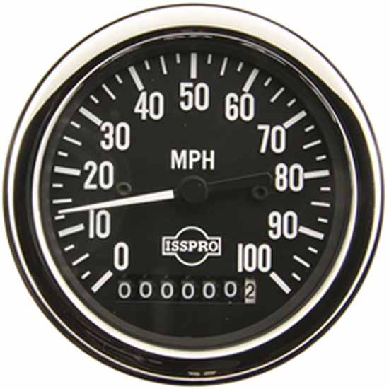 3-3/8 Inch Electric Speedometer Gauge 0-100 MPH, Programable, W/ Odometer, By Isspro