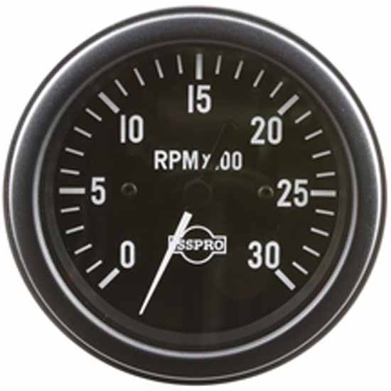Isspro 3.375 Inch Ignition Tachometer Gauge 0-3K W/O Hourmeter W/ Black Face, White Pointer, Black Bezel