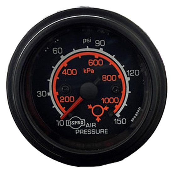 Isspro 2-1/16 Inch Single Mechanical Air Pressure Gauge 10-150 PSI, 100-1050 KPA W/ Black Face, Red Pointer, Black Bezel