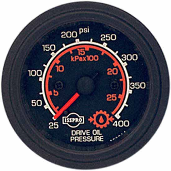 Isspro 2-1/16 Inch Mechanical Drive Oil Pressure Gauge 25-400 PSI, 170-3000 KPA W/ Black Face, Red Pointer, Black Bezel