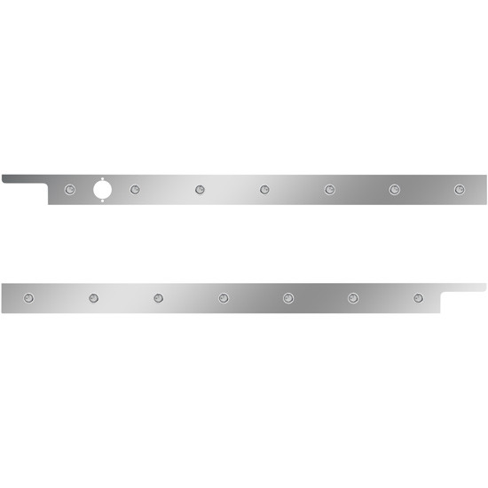 2.5 Inch Stainless Steel Cab Panel W/ 7 - 3/4 Inch Amber/Clear LED Lights W/ 1 Hole For Block Heater For Peterbilt 567, 579 - Pair