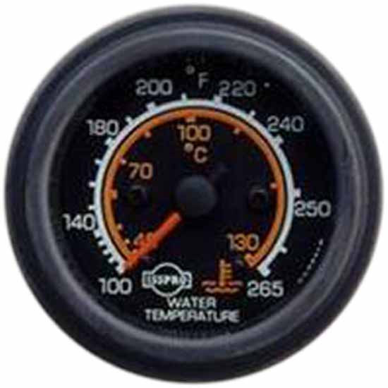 2-1/16 Inch Mechanical Water Temperature Gauge 100-265F W/ 216 Inch Capillary, Black Face, Red Pointer, Black Bezel