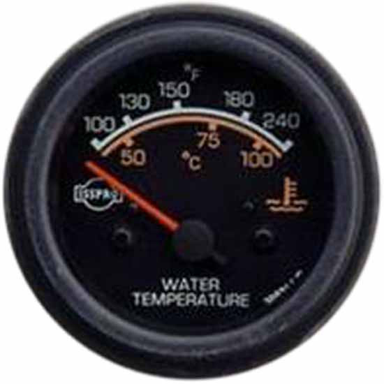 Electric Water Temperature Gauge 100-240F W/ Red Pointer, Black Bezel