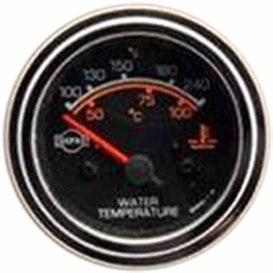 Electric Water Temperature Gauge 140-240F W/ Red Pointer, Chrome Bezel