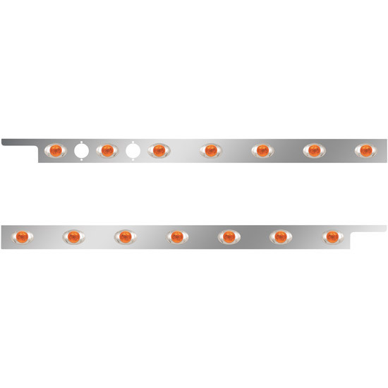2.5 Inch Stainless Steel Cab Panel W/ 7 P3 Amber LED Lights For Peterbilt 567, 579 - Pair