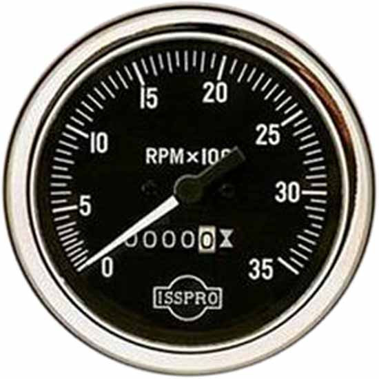 Isspro 3.375 Inch Mechanical Tachometer Gauge 3500 RPM With Hourmeter