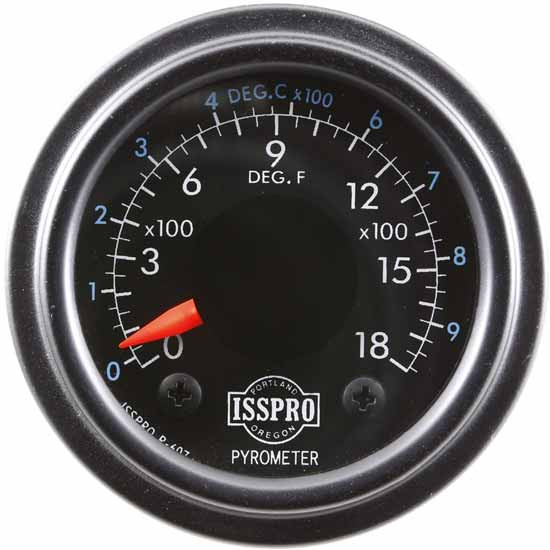 Isspro 2 Inch Pyrometer 1800 F W/ Black Bezel - Universal