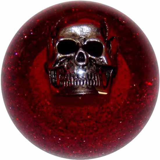 2.125 Inch Red Glitter Skull Brake Knob For Threaded Dash Air Brake Valve