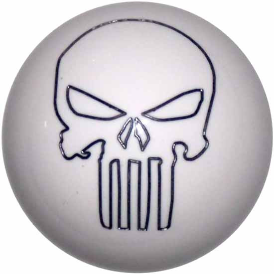 2.125 Inch White Punisher Skull Brake Knob- Threaded