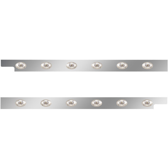 2.5 Inch Stainless Steel Cab Panel W/ 6 P3 Amber/Clear Lights For Peterbilt 567, 579 - Pair