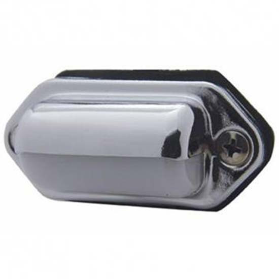 Rectangular License Light W Chrome Housing - White Light / Clear Lens