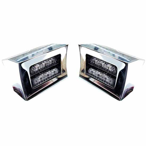 Chrome-Plated Billet Aluminum Turn Signal Light W/ Amber, Red LEDs - Pair