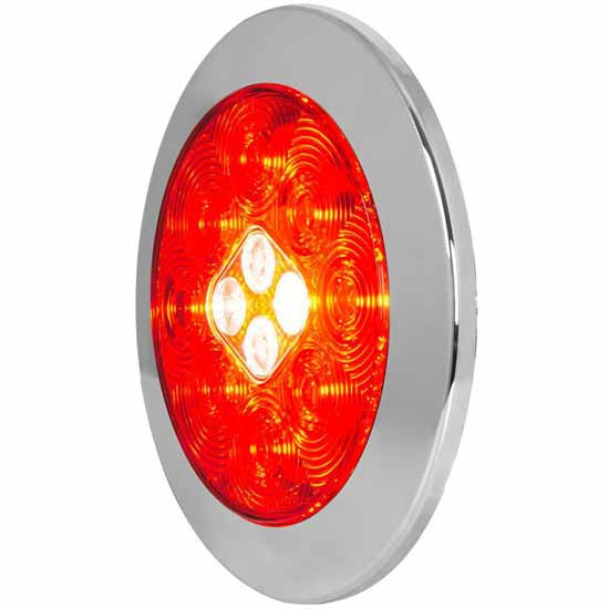 4 Inch Round Flange Mount Fleet Series Red/White LED Combo Light W/ Twist-On Bezel