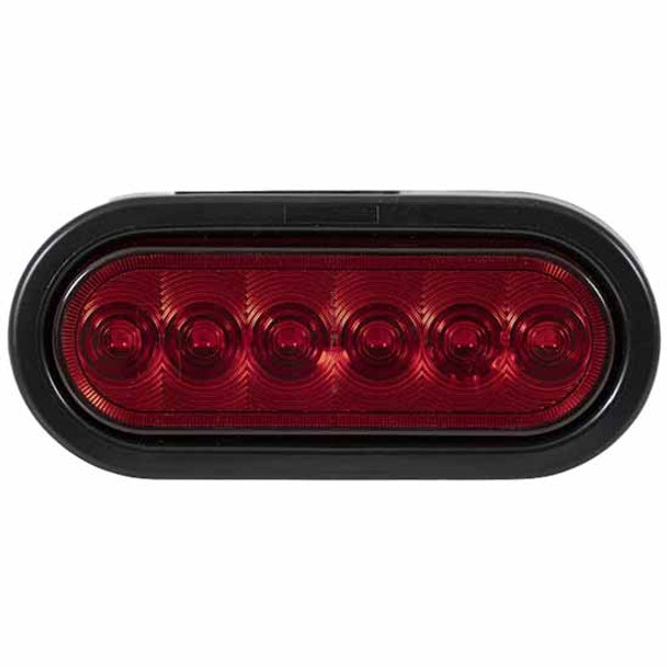 6 Inch 6 Diode Oval Red LED Stop/Turn/Tail Light Kit Includes Grommet, Plug
