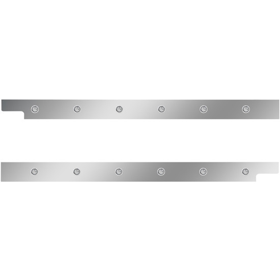 2.5 Inch Stainless Steel Cab Panel W/ 6 - 3/4 Inch Amber/Clear Lights For Peterbilt 567, 579 - Pair