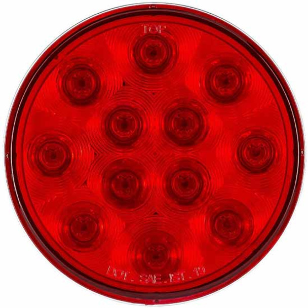 4 Inch Round 12 Diode Red LED Red Lens Stop, Turn, Tail Light