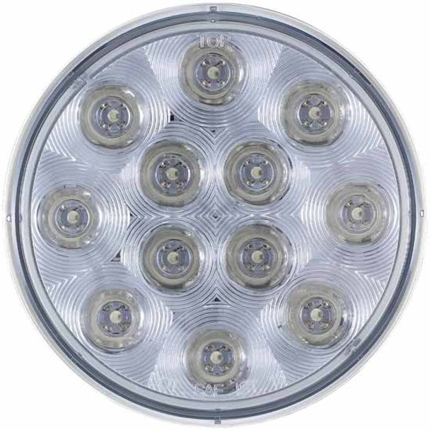 4 Inch Round 12 Diode Red LED Clear Lens Stop, Turn, Tail Light