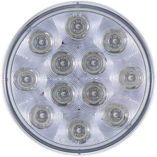 4 Inch Round 12 Diode Red LED Clear Lens Stop, Turn, Tail Light